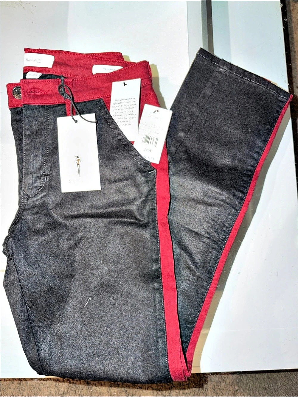 Skinnygirl The Skinny Christina Marie Color Block Skinny Jeans Black & Red Size